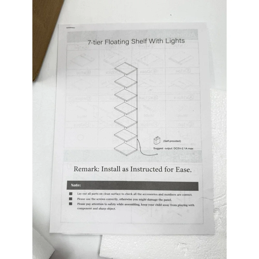 7-tier Wall Shelf With‎ 10 RGB Lightning Modes Multifunctional Wall Mounted